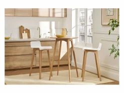 Miliboo Mesa alta cuadrada fresno natural BALTIK Beige Clearance