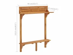 Clicnbuy Mesa Alta|Mesa alta de balcón de madera de acacia maciza 90x37x122,5 cm