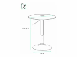 Kayelles Mesa Alta de Bar Ø60 cm – Altura Regulable y Giratoria – Diseño Moderno SETI (-i) Blanco Hot