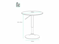 Kayelles Mesa Alta de Bar Ø60 cm – Altura Regulable y Giratoria – Diseño Moderno SETI (-i) Blanco Hot