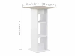 Clicnbuy Mesa alta de bar y gris hormigón 60x60x110 cm Blanco Hot
