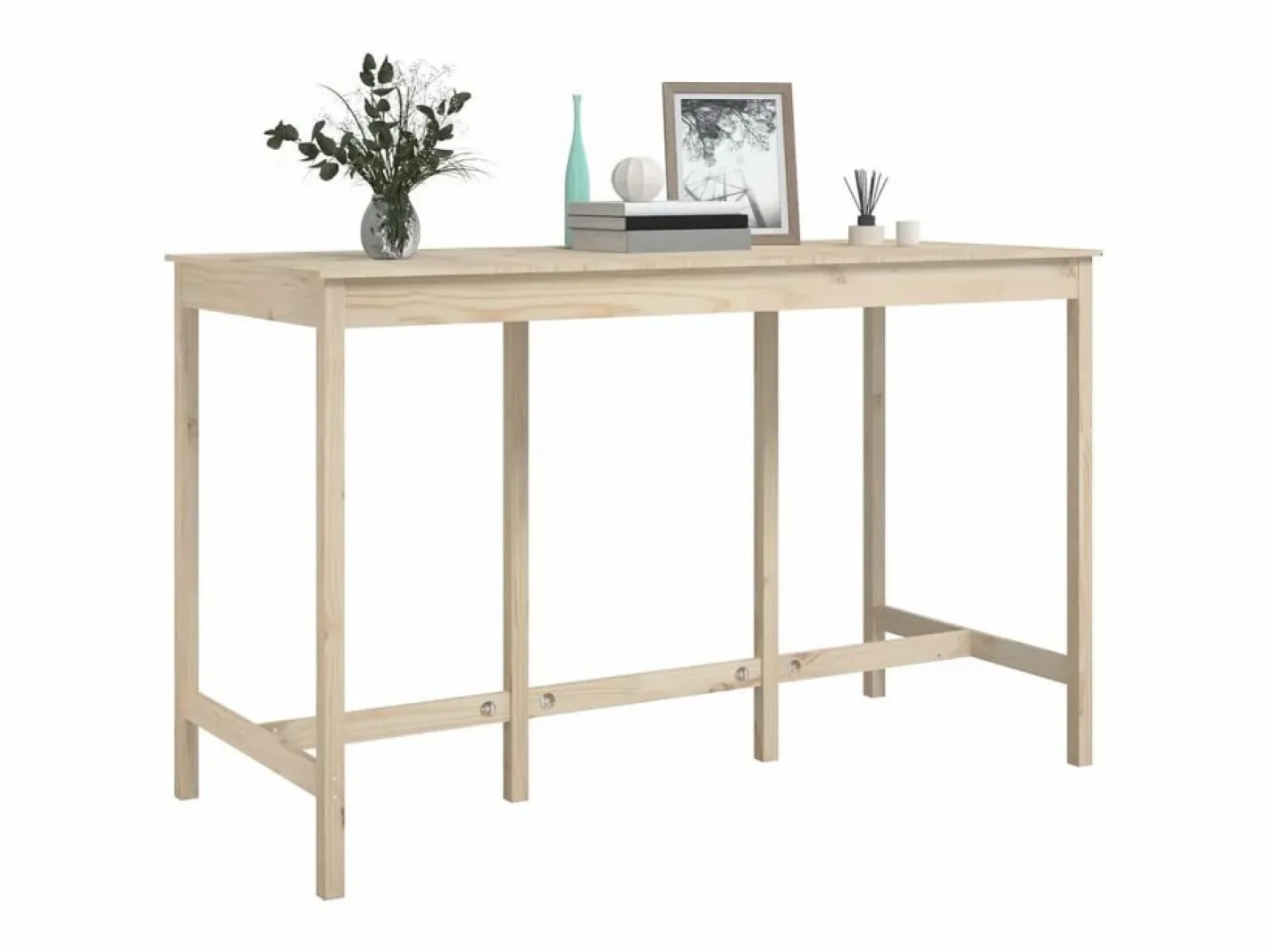 Clicnbuy Mesa alta de bar de madera maciza de pino 180x80x110 cm Marru00f3n Discount