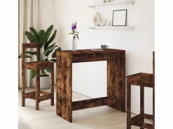 Clicnbuy Mesa Alta|Mesa alta de bar madera ingeniería roble ahumado 102x50x103,5cm