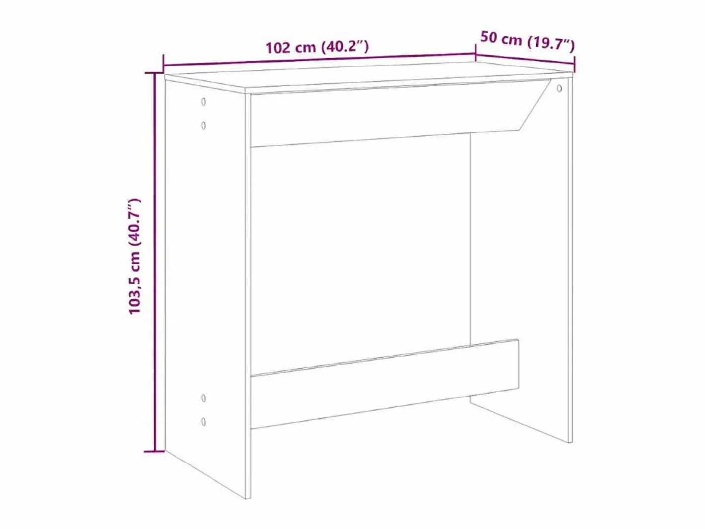 Clicnbuy Mesa Alta|Mesa alta de bar madera ingeniería roble ahumado 102x50x103,5cm