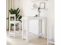 Clicnbuy Mesa alta de bar madera ingeniería blanca 102x50x103,5 cm Blanco Clearance
