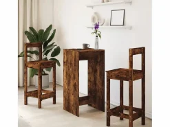 Clicnbuy Mesa alta de bar madera ingeniería roble ahumado 51x50x103,5 cm Marru00f3n