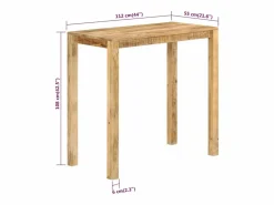 Mesa alta de bar madera maciza de mango 112x55x108 cm^Clicnbuy New