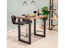 ADEC Mesa alta de comedor Loft diseño nórdico roble American/negro 100x120x70 cm Color natural oscuro Clearance