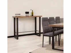 ADEC Mesa alta de comedor Loft diseño nórdico roble American/negro 100x120x70 cm Color natural oscuro Clearance