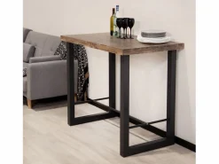 ADEC Mesa alta de comedor Loft diseño nórdico roble American/negro 100x120x70 cm Color natural oscuro Clearance