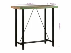 Clicnbuy Mesa Alta|Mesa alta de hierro y madera maciza reciclada 110x55x107 cm