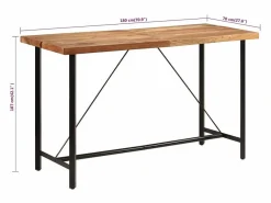 vidaxl Mesa Alta|Mesa alta de hierro y madera maciza de acacia 180x70x107 cm