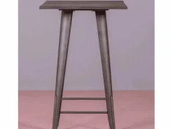 Nest Dream Mesa alta industrial en acero envejecido y madera oscura - Bistro - Antique Gris antracita