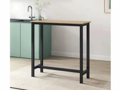 MB Muebles Bonitos Mesa alta para Cocina Comedor en Negro y Sonoma 100x40x100cm Ani Negro / Color natural claro Discount