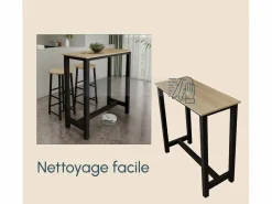 MB Muebles Bonitos Mesa alta para Cocina Comedor en Negro y Sonoma 100x40x100cm Ani Negro / Color natural claro Discount