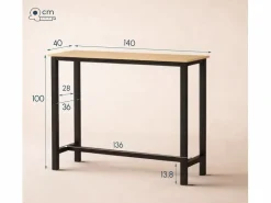 MB Muebles Bonitos Mesa Alta|Mesa alta para Cocina Comedor en Negro y Sonoma 140x40x100cm Ani