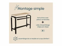 MB Muebles Bonitos Mesa Alta|Mesa alta para Cocina Comedor en Negro y Sonoma 140x40x100cm Ani