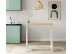 MB Muebles Bonitos Mesa Alta|Mesa alta para Cocina Comedor en Blanco y Sonoma 100x40x100cm Ani