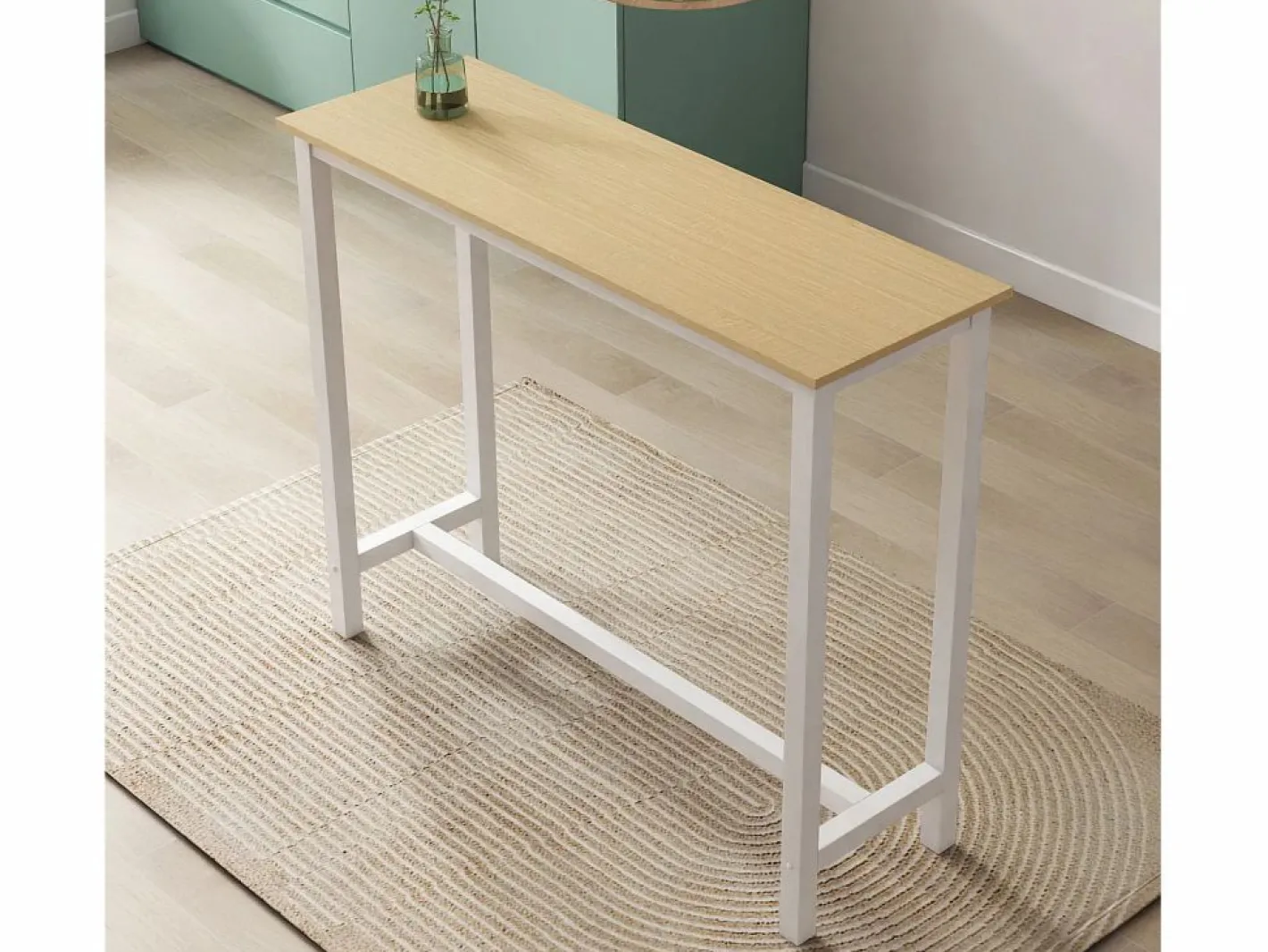 MB Muebles Bonitos Mesa alta para Cocina Comedor en Blanco y Sonoma 120x40x100cm Ani Color natural claro / Blanco Outlet