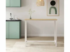 MB Muebles Bonitos Mesa alta para Cocina Comedor en Blanco y Sonoma 120x40x100cm Ani Color natural claro / Blanco Outlet