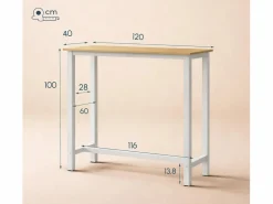 MB Muebles Bonitos Mesa alta para Cocina Comedor en Blanco y Sonoma 120x40x100cm Ani Color natural claro / Blanco Outlet