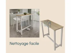 MB Muebles Bonitos Mesa alta para Cocina Comedor en Blanco y Sonoma 120x40x100cm Ani Color natural claro / Blanco Outlet