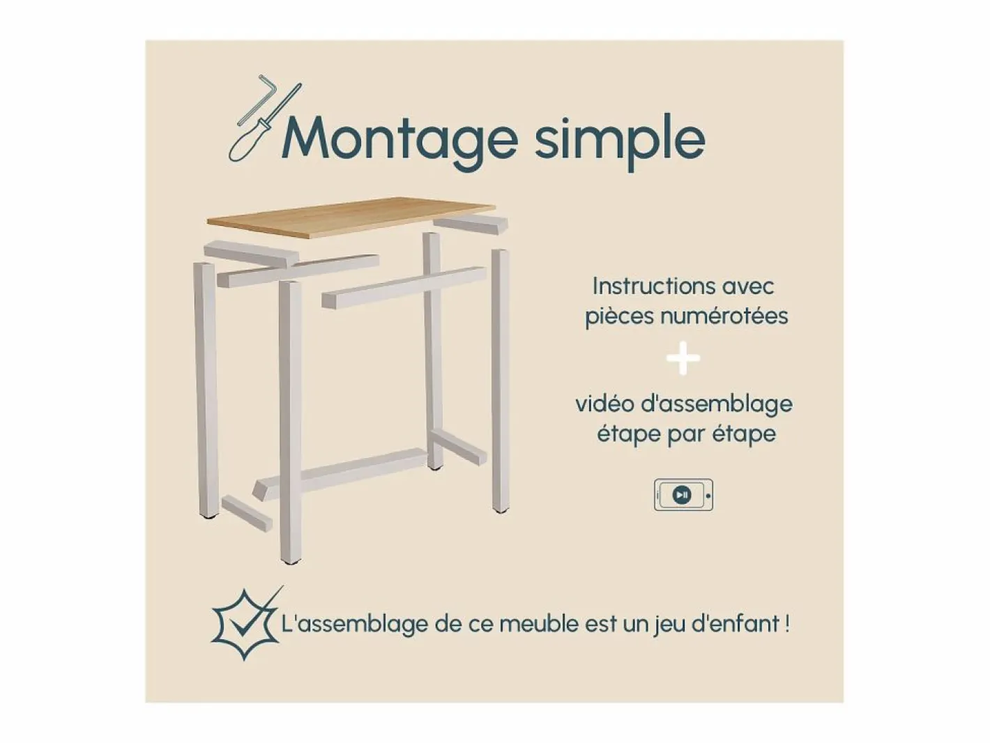 MB Muebles Bonitos Mesa alta para Cocina Comedor en Blanco y Sonoma 120x40x100cm Ani Color natural claro / Blanco Outlet