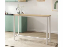 MB Muebles Bonitos Mesa Alta|Mesa alta para Cocina Comedor en Blanco y Sonoma 140x100x40cm Ani