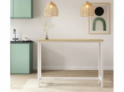 MB Muebles Bonitos Mesa Alta|Mesa alta para Cocina Comedor en Blanco y Sonoma 140x100x40cm Ani