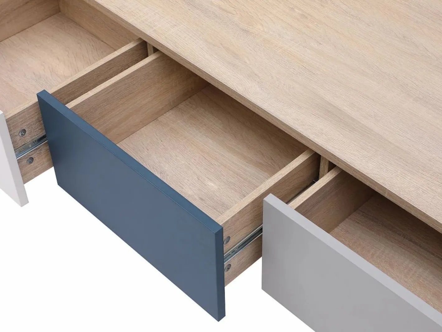 Vente-unique Mesa De Centro|Mesa auxiliar con 3 cajones y 1 estante - Multicolor - FILUTIA