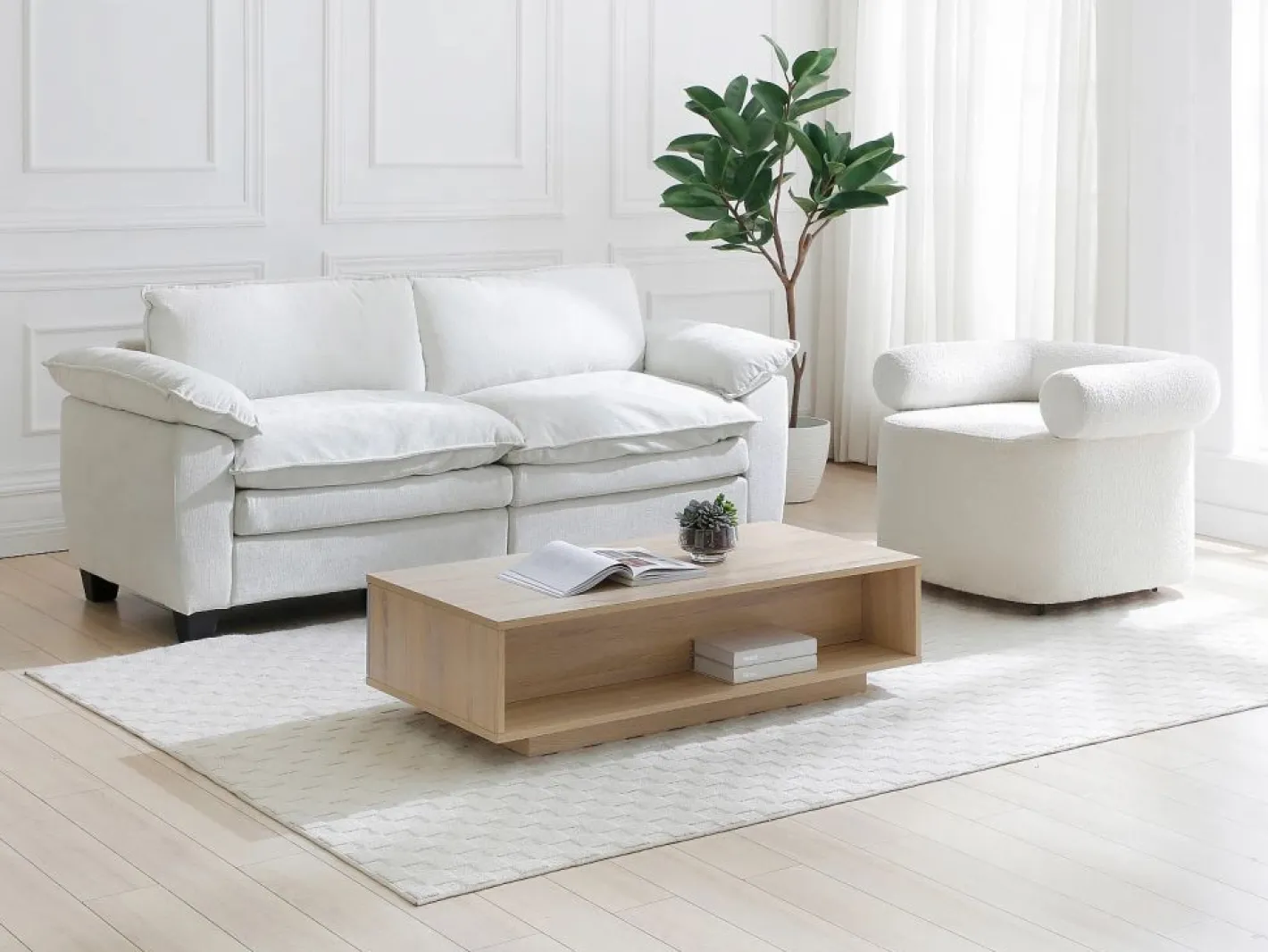 Vente-unique Mesa De Centro|Mesa auxiliar con 3 cajones y 1 estante - Multicolor - FILUTIA