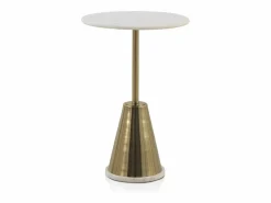 Mesa Auxiliar|Mesa auxiliar con base de metal y sobre de marmol blanco