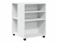 Mesa auxiliar con ruedas blanca 55x60x78 cm madera de ingeniería Blanco