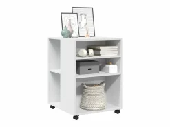 Mesa auxiliar con ruedas blanca 55x60x78 cm madera de ingeniería Blanco