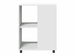 Mesa auxiliar con ruedas blanca 55x60x78 cm madera de ingeniería Blanco