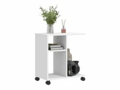 Clicnbuy Mesa auxiliar con ruedas madera ingeniería 50x30x55 cm Blanco Best