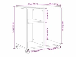 Clicnbuy Mesa auxiliar con ruedas madera ingeniería 50x30x55 cm Blanco Best