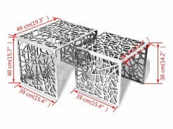 vidaxl Mesa Auxiliar|Mesa auxiliar cuadrada aluminio plateada 2 unidades