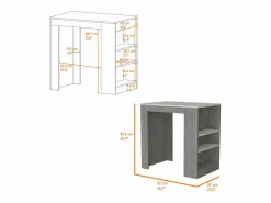 TuHome Isla Cocina|Mesa Auxiliar de cocina Portree en melamina con 2 estantes , 91.18 cm X 92 cm X 58.9 cm ,