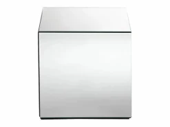 Vente-unique Mesa auxiliar de espejo con estructura de MDF - Forma: cubo - Color: Plata - CUBIX Plateado Online