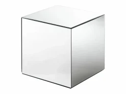 Vente-unique Mesa auxiliar de espejo con estructura de MDF - Forma: cubo - Color: Plata - CUBIX Plateado Online