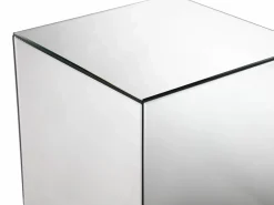 Vente-unique Mesa auxiliar de espejo con estructura de MDF - Forma: cubo - Color: Plata - CUBIX Plateado Online
