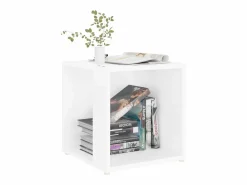 Clicnbuy Mesa auxiliar de madera contrachapada 33x33x34,5 cm Blanco