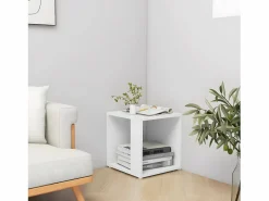 Clicnbuy Mesa auxiliar de madera contrachapada 33x33x34,5 cm Blanco