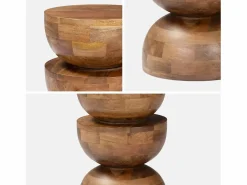 Sweeek Mesa auxiliar de madera de mango nogal Marru00f3n Discount