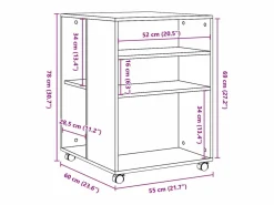 Armario Oficina|Mesa auxiliar de madera de ingeniería hormigón con ruedas