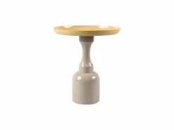 Vente-unique Mesa Auxiliar|Mesa auxiliar de metal - Beige y Amarillo claro brillante - KYRESA
