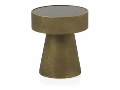 Mesa auxiliar de metal doraro y cristal negro Dorado Hot