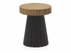 Mesa auxiliar de metal y madera natural Negro Clearance