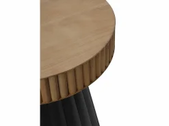 Mesa auxiliar de metal y madera natural Negro Clearance